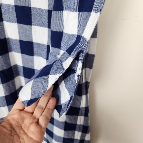 Vineyard Vines Blue White Checkered Plaid Ruffle Neck Dress Sz 0 - Picture 5 of 6